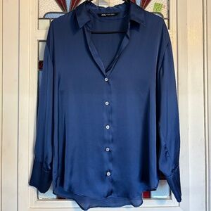 Zara Blue Satin Top